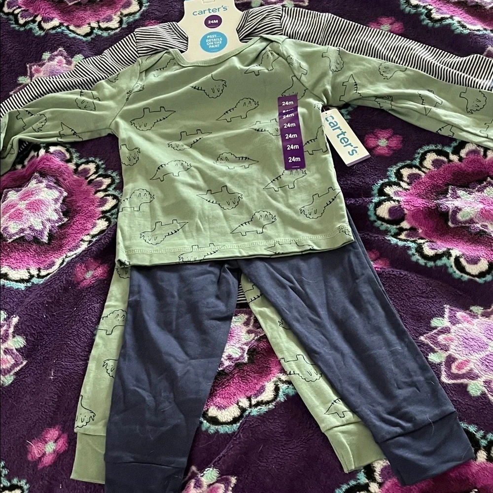 Carter's Blue and Green Dinosaur Baby Outfit Set Size 24 Months NWT